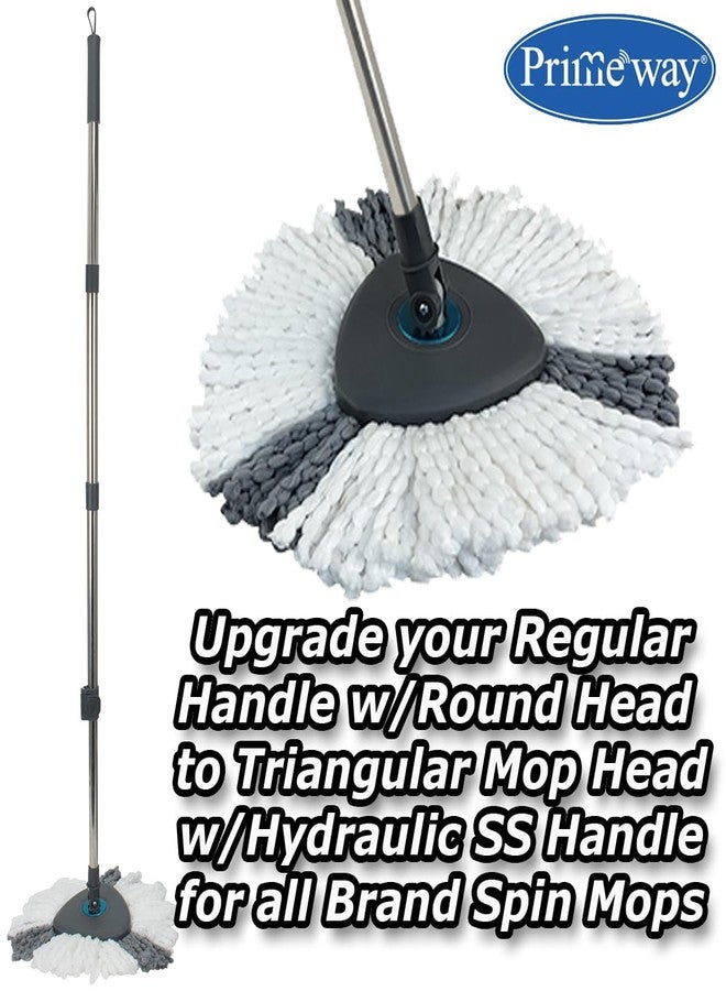 Primeway® SS New Heavy Duty Universal Rotating Replacement Extendable Handle Set | Upgrade to Triangular Head Refill Hydraulic Rod Set | Compatible with All Spin Mops | 36cm White | Grey - Image 3
